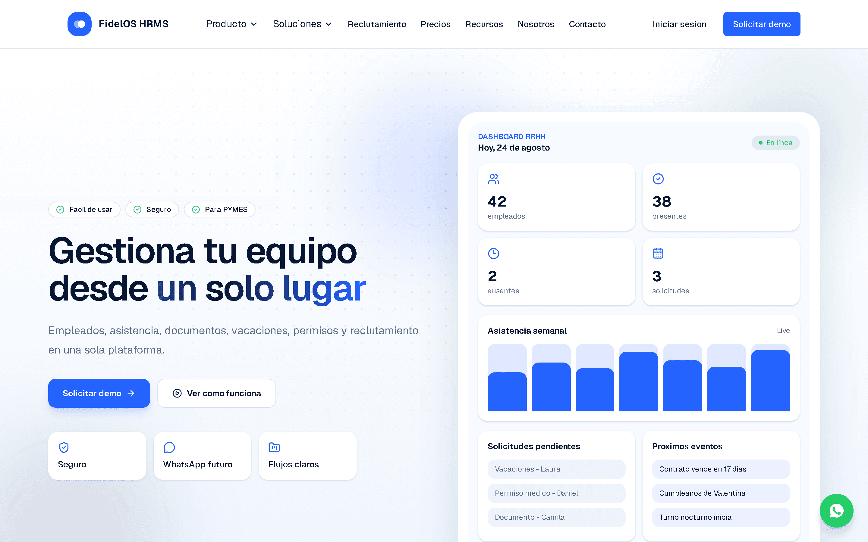 Web de FidelOS HRMS, software de Recursos Humanos para empresas